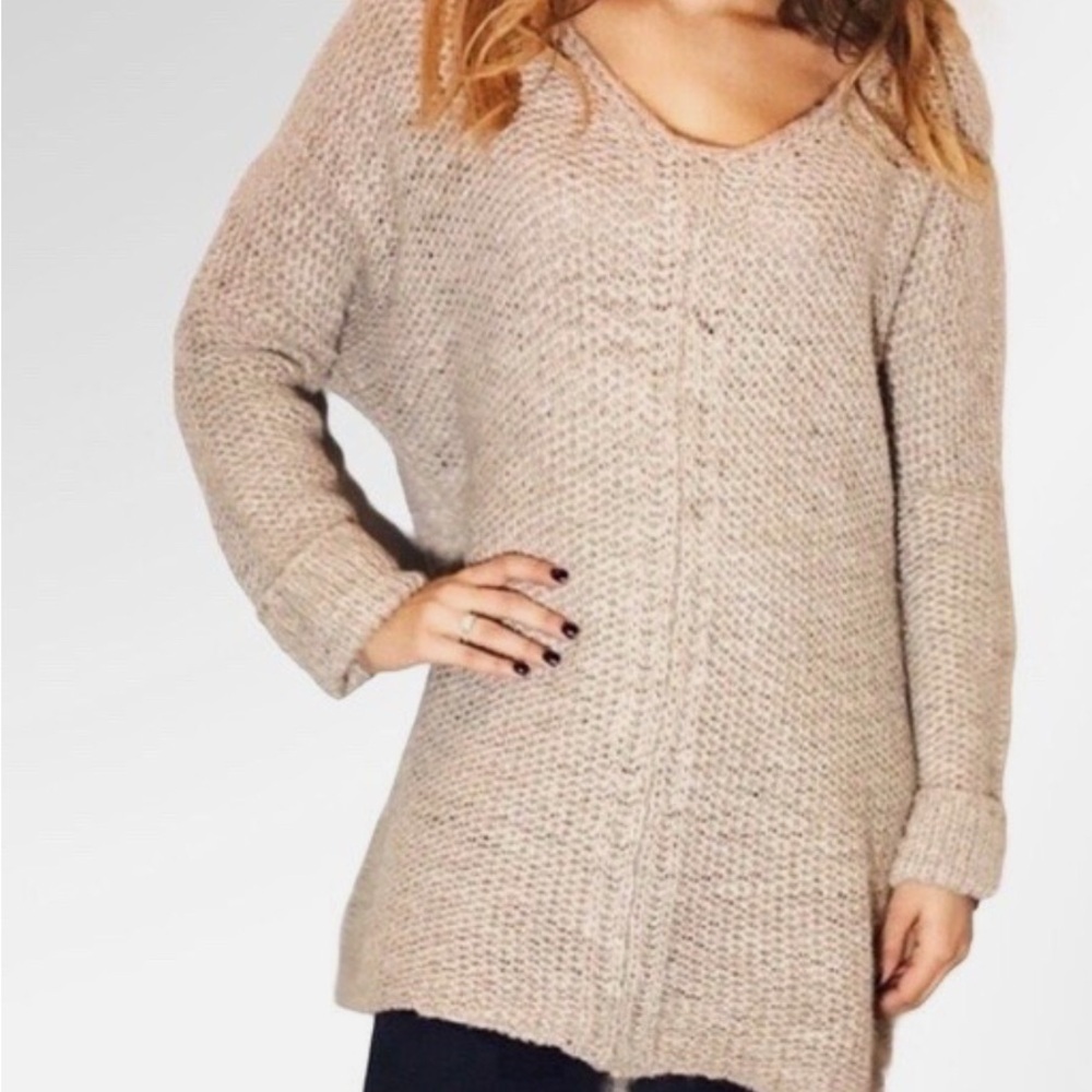 Anthropologie Moth Maroon Chunky Open Knit Oversized Alpaca Wool  Sweater - Picture 10 of 10